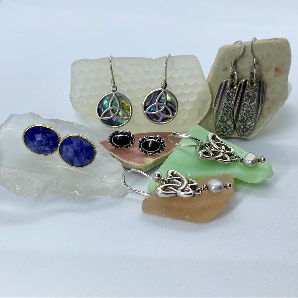 Silver Earring Lot Sterling 925 5 Pairs